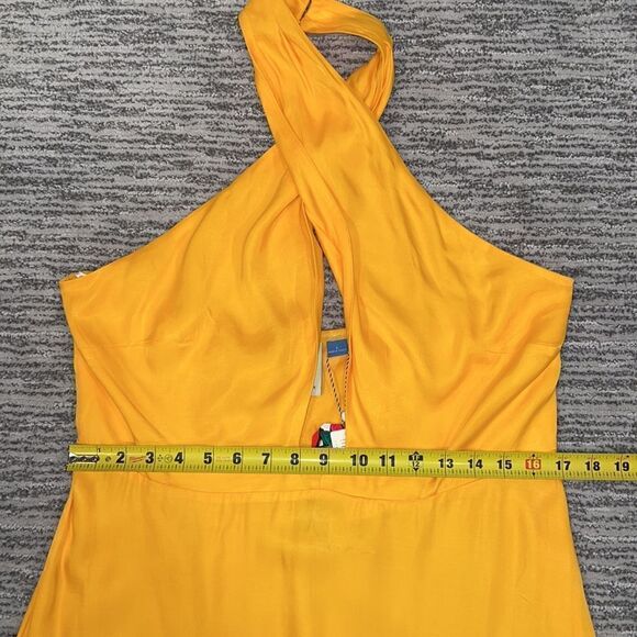 NWT Anthropologie X Farm Rio Yellow Halter Maxi Dress Large - Picture 10 of 15